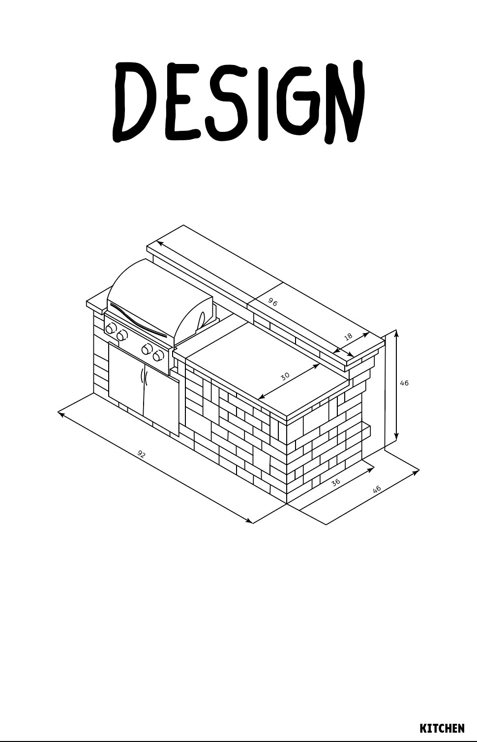 Outdoor kitchen design drawing by Bridgette