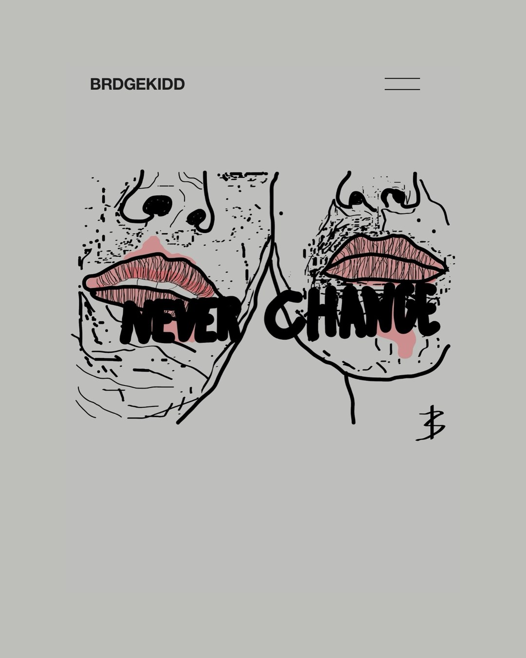 Never Change, charcoal illustration by Bridgette
